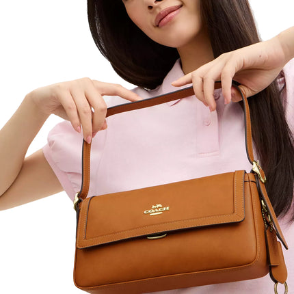 Coach Women's Etta Small Flap Shoulder Bag Gold/Brown