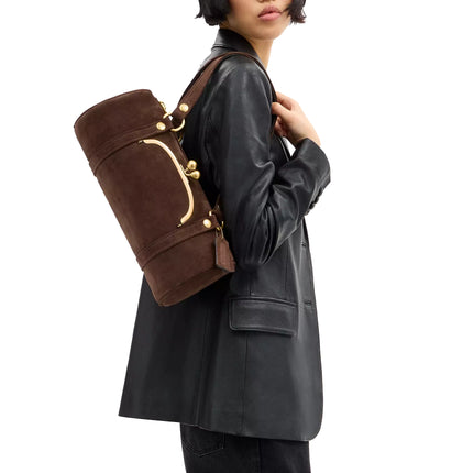 Coach Women's Kisslock Barrel Bag Brass/Dark Chocolate