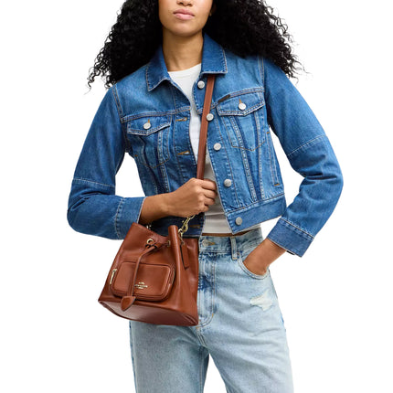 Coach Women's Rowan Bucket Bag With Pocket Gold/Cinnamon