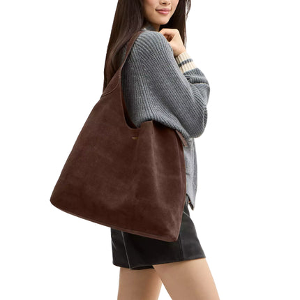 Coach Women's Brooklyn Shoulder Bag 39 Suede/Brass/Dark Chocolate