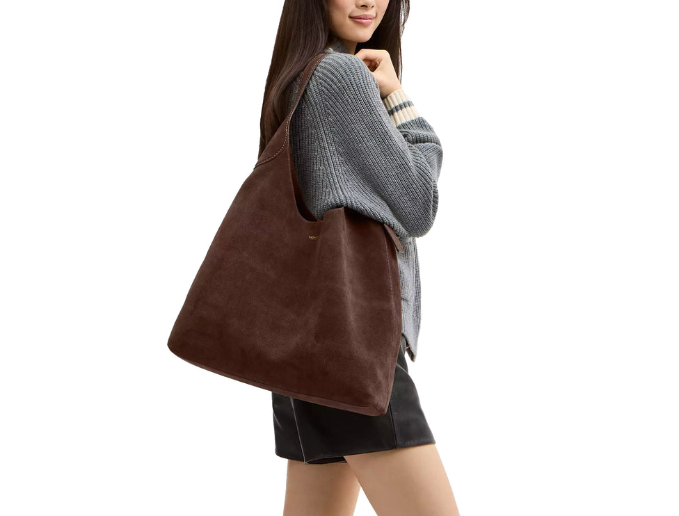 Coach Women's Brooklyn Shoulder Bag 39 Suede/Brass/Dark Chocolate