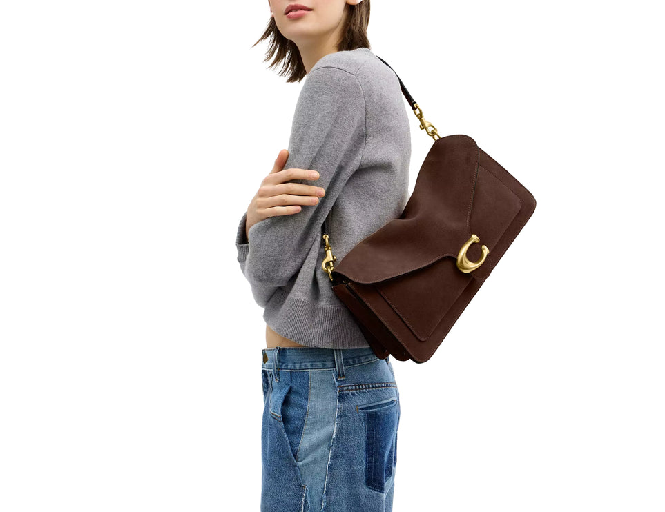 Coach Women's Tabby Shoulder Bag 36 Suede/Brass/Dark Chocolate