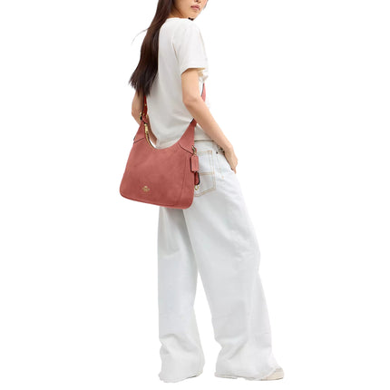 Coach Women's Ella Shoulder Bag Suede/Gold/Blush Pink