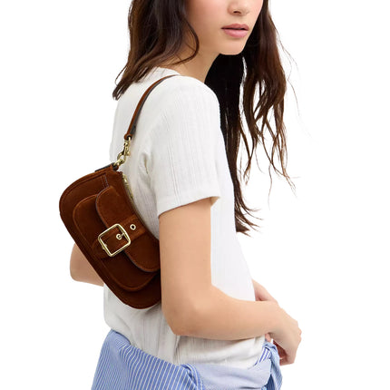 Coach Women's Ashton Mini Shoulder Bag Suede/Gold/Warm Brown