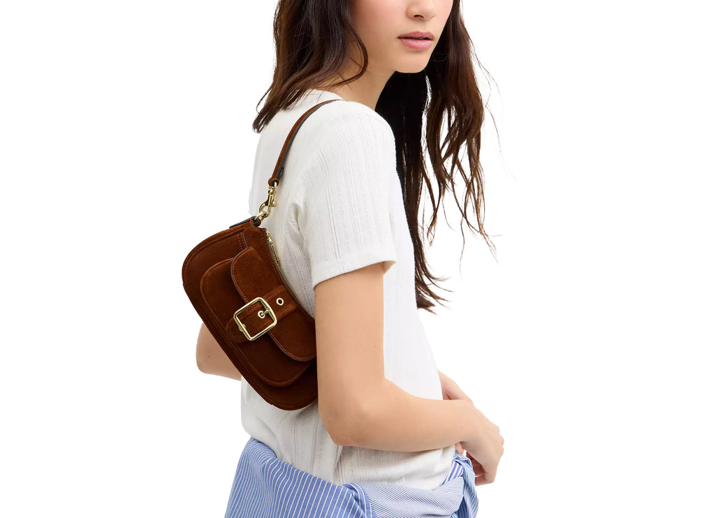 Coach Women's Ashton Mini Shoulder Bag Suede/Gold/Warm Brown