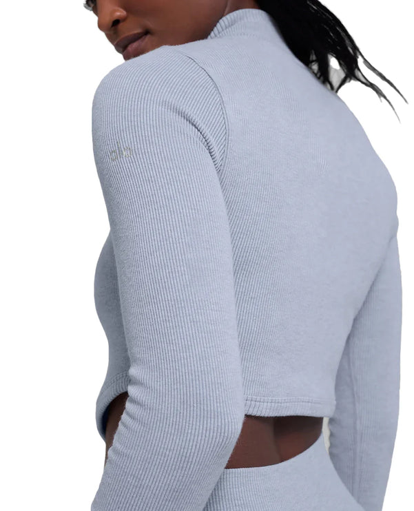 alo Women's Seamless Two Tone Rib Jacket Winter Frost Heather