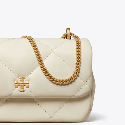 Tory Burch Women's Mini Kira Diamond Quilt Flap Bag Warm White