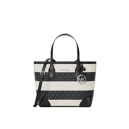 Michael Kors Women's Eva Extra-Small Signature Logo Convertible Crossbody Bag Black/Silver