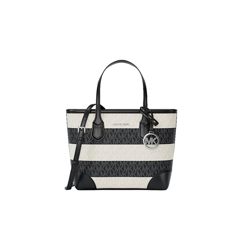 Michael Kors Women's Eva Extra-Small Signature Logo Convertible Crossbody Bag Black/Silver