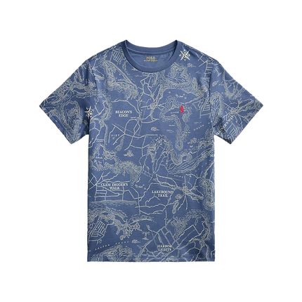 Polo Ralph Lauren Boy's Map-Print Cotton Jersey Tee Explorers Blueprint