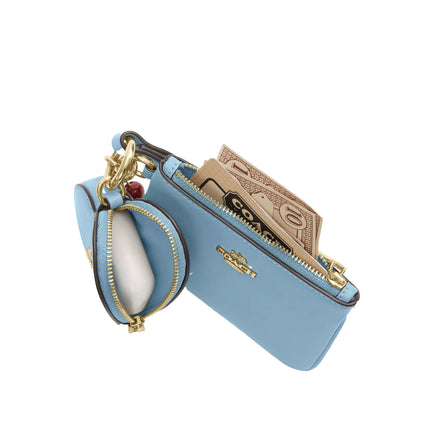 Coach Women's Wristlet And Heart Pouch With Charm Gold/Light Blue