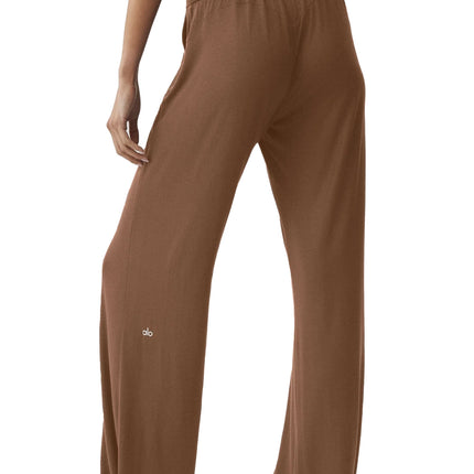 alo Women's Semi-Sheer Delicate Lounge Flare Pant Sun Kissed Brown