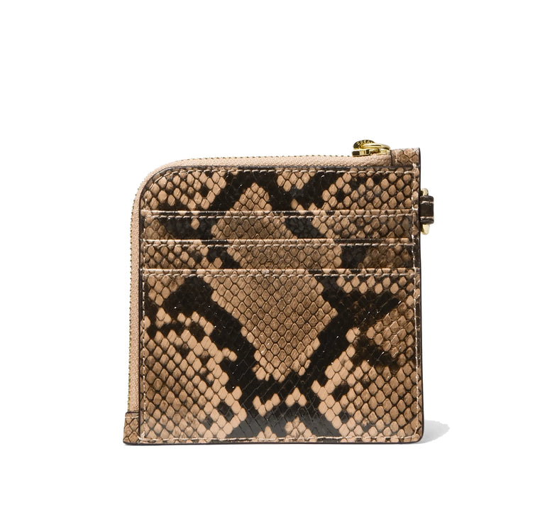 Michael Kors Women's Jet Set Travel Medium Snake Embossed Chain Wallet Camel