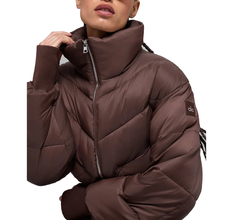 alo Women's Cropped Atmosphere Puffer Brownstone