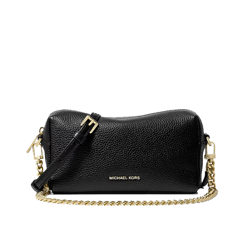Michael Kors Women's Bryant Small Pebbled Leather Crossbody Bag Black/Gold