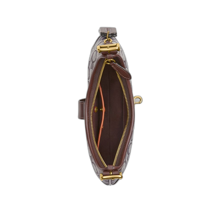 Coach Women's Hamptons Hobo Bag In Signature Jacquard Brass/Oak Maple