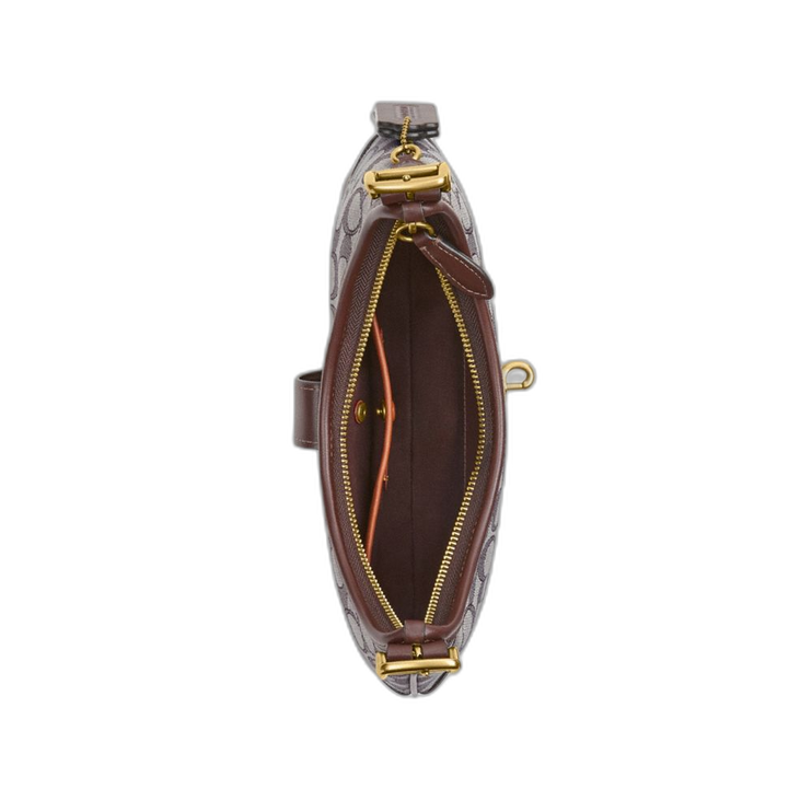 Coach Women's Hamptons Hobo Bag In Signature Jacquard Brass/Oak Maple