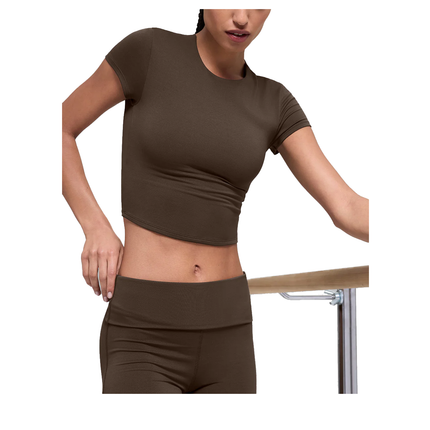 alo Women's Softsculpt Precision Short Sleeve Top Espresso