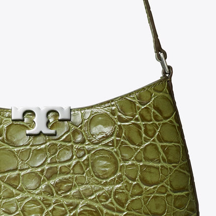 Tory Burch Women's Eleanor Croc-Embossed Slim Shoulder Bag Soft Ivy