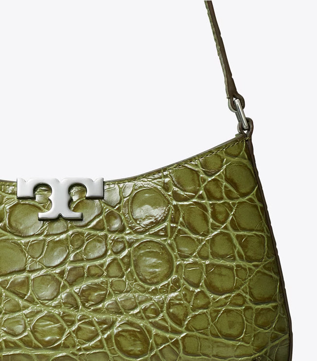 Tory Burch Women's Eleanor Croc-Embossed Slim Shoulder Bag Soft Ivy