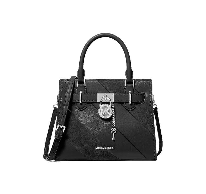 Michael Kors Women's Landon Small Convertible Satchel Bag Black/Silver