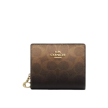 Coach Women's Snap Wallet In Ombre Signature Canvas Gold/Brown