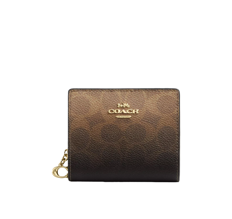 Coach Women's Snap Wallet In Ombre Signature Canvas Gold/Brown