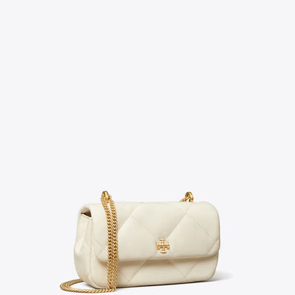 Tory Burch Women's Mini Kira Diamond Quilt Flap Bag Warm White