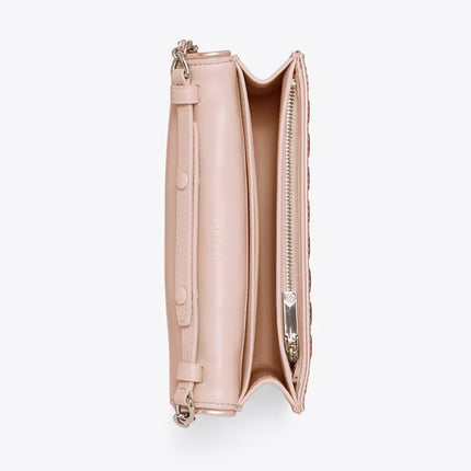 Tory Burch Women's Fleming Metallic Quilt Crossbody Sparkle Pink