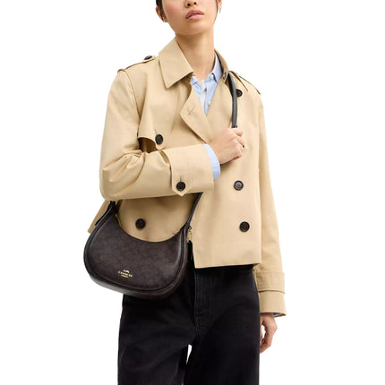 Coach Women's Emily Shoulder Bag In Signature Canvas Gold/Walnut/Black