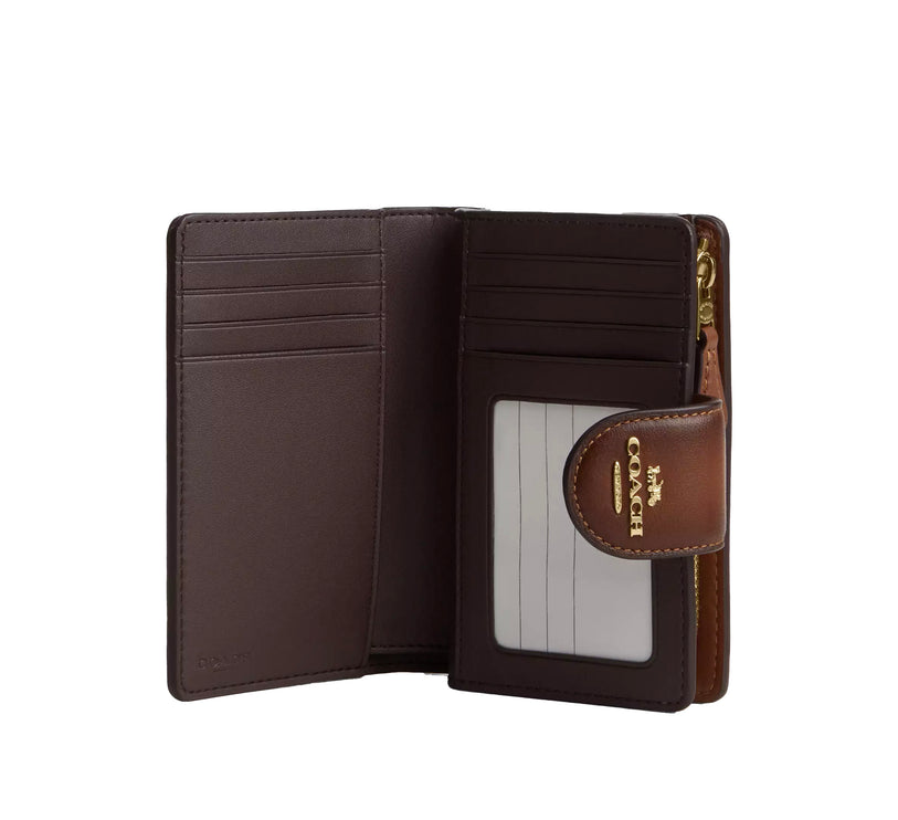 Coach Women's Medium Corner Zip Wallet Gold/Redwood
