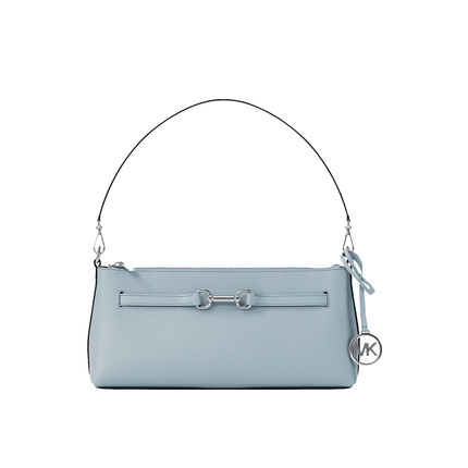 Michael Kors Women's Carson Small Pebbled Leather Convertible Crossbody Bag Pale Ocean/Silver
