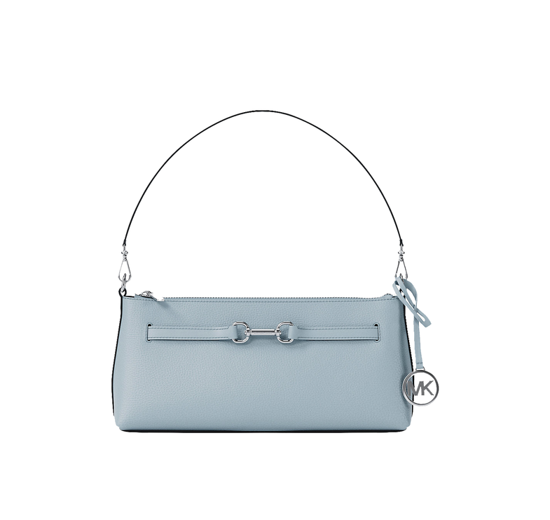 Michael Kors Women's Carson Small Pebbled Leather Convertible Crossbody Bag Pale Ocean/Silver