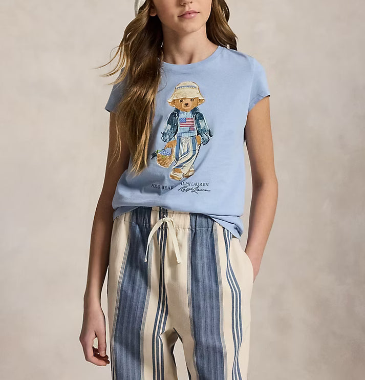 Polo Ralph Lauren Girl's Polo Bear Cotton Jersey Tee Estate Blue