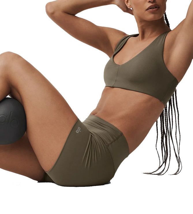 alo Women's Softsculpt Base Bra Olive Tree