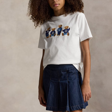 Polo Ralph Lauren Girl's Polo Bear Logo Cotton Jersey Tee White