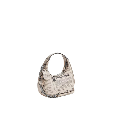 Coach Women's Carmen Mini Crossbody Bag With Newspaper Print Silver/Chalk Multi