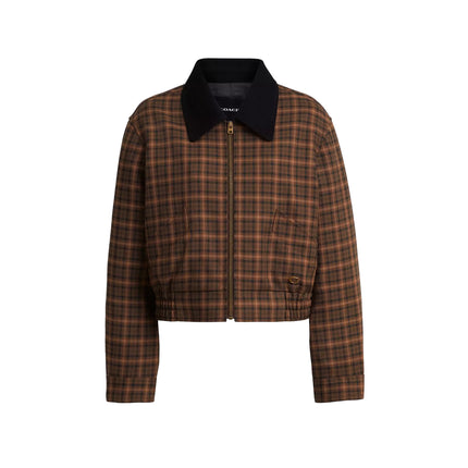 COACH Women's Cropped Boxy Blouson Chocolate Multi