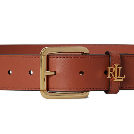 Polo Ralph Lauren Women's Logo Keeper Leather Belt Red Terracotta