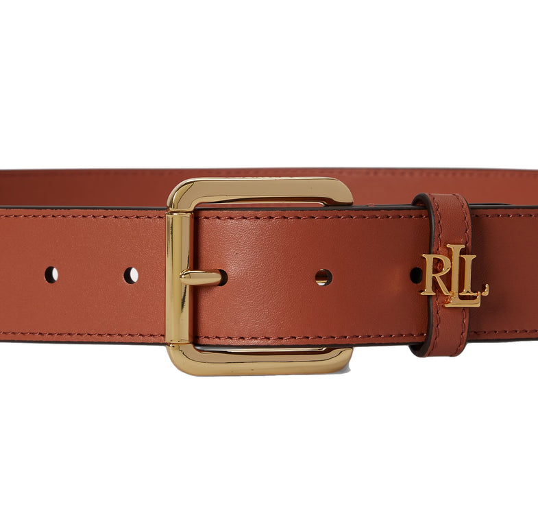 Polo Ralph Lauren Women's Logo Keeper Leather Belt Red Terracotta