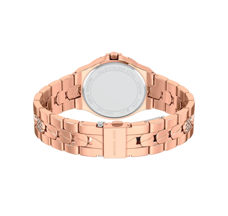 Michael Kors Women's Lennox Pavé Rose Gold-Tone Watch Rose Gold MKO1247