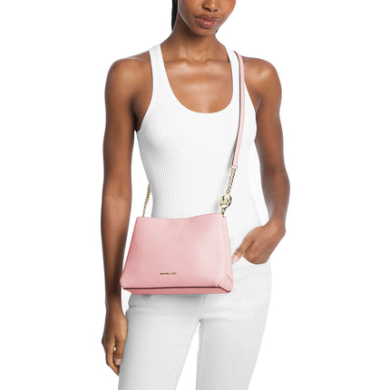 Michael Kors Women's Christina Small Pebbled Leather Crossbody Bag Powder Blush