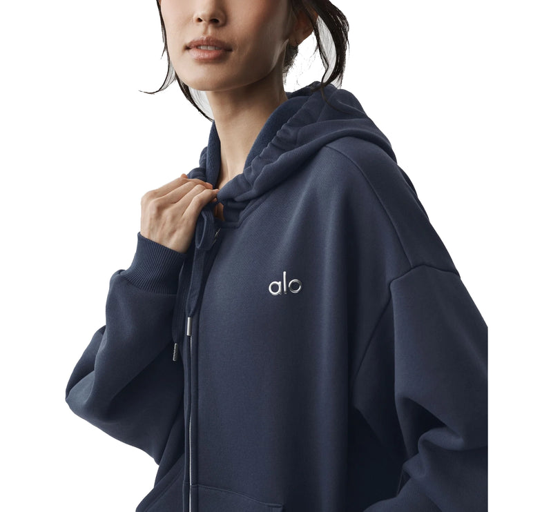 alo Women's Accolade Full Zip Hoodie Navy