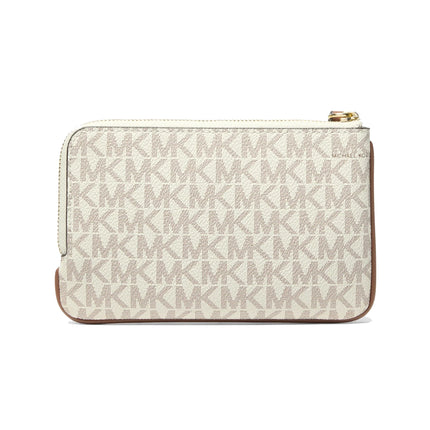 Michael Kors Women's Jet Set Travel Small Signature Logo Wristlet Vanilla