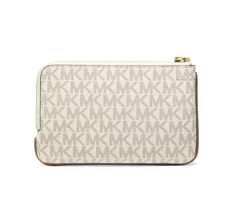 Michael Kors Women's Jet Set Travel Small Signature Logo Wristlet Vanilla