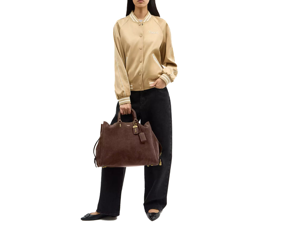Coach Women's Rogue Bag 40 Suede/Brass/Dark Chocolate