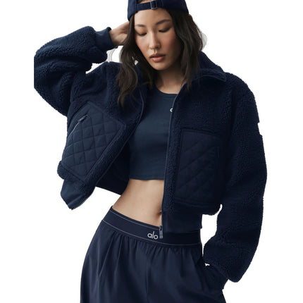 alo Women's Sherpa Edge Bomber Navy