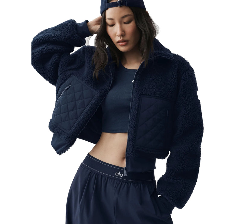 alo Women's Sherpa Edge Bomber Navy