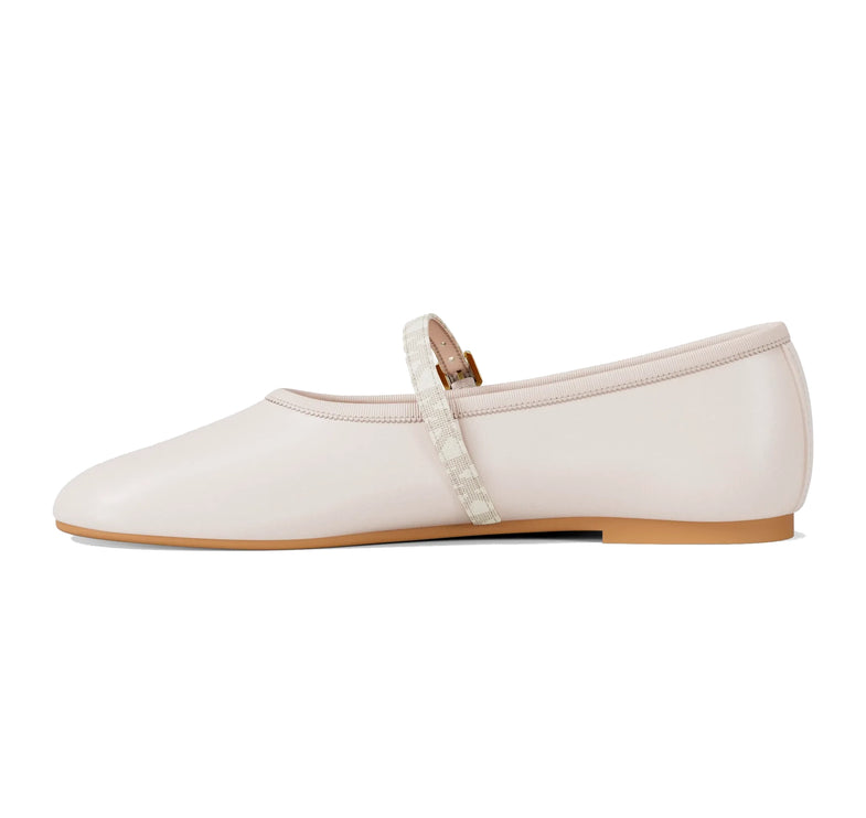 Michael Kors Women's Phoebe Signature Logo Trim Ballet Flat Light Cream