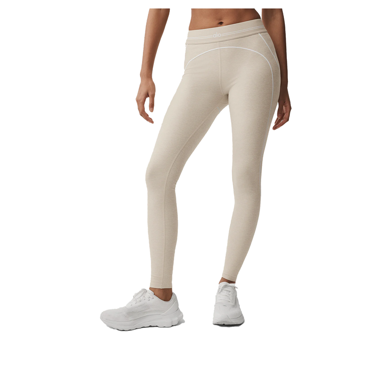 alo Women's Alosoft High-Waist Heart Throb Legging Oatmeal Heather/White